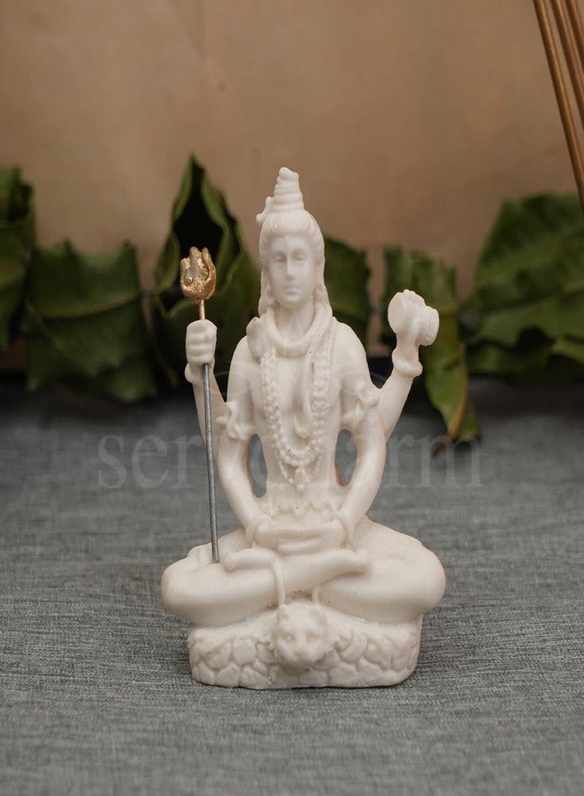 Servdharm Resin Lord Shiv Ji Murti - Home & Office Temple Decor - God Mahadev Idol for Car Dashboard (8x5x3 cm, White) - Image 4